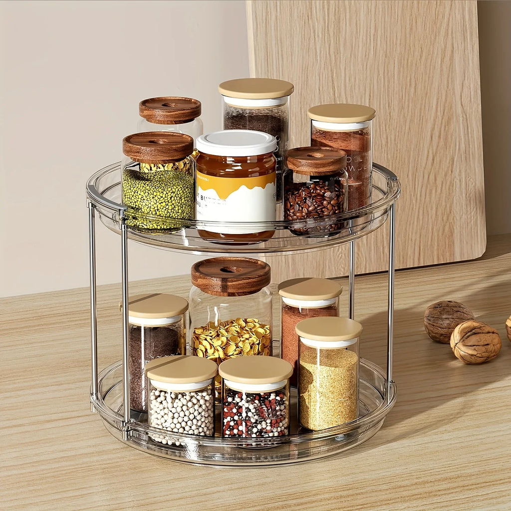 2-Tier 360° Rotating Lazy Susan Organizer for Kitchen, Pantry & Bathroom