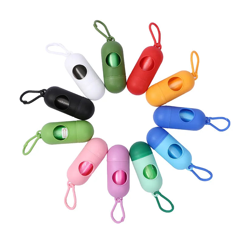 Portable Pet Waste Bag Dispenser – Bullet-Shaped Poop Bag Holder for Dog Walking & Outdoor Cleanup