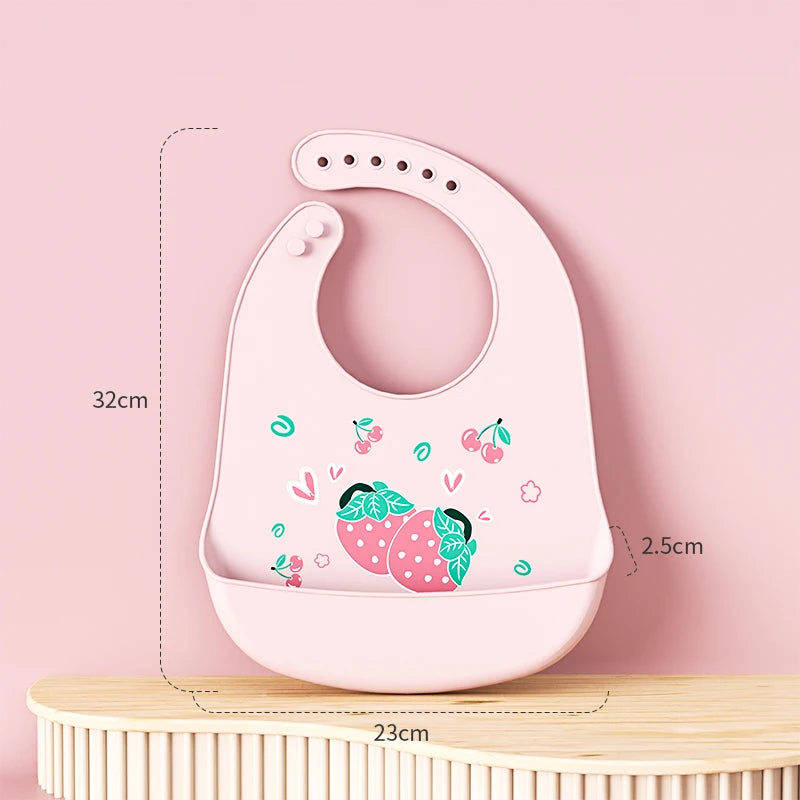 Baberos de silicona para niños y niñas para bebés y niños pequeños, babero de alimentación suave impermeable ajustable con recolector de alimentos grande, sin BPA