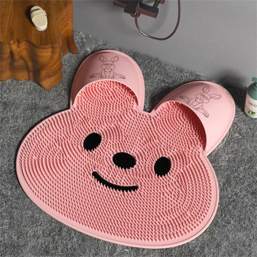 Non-Slip Silicone Foot Scrubber Bath Mat – Shower Foot Massager, Exfoliating Cleaning Mat for Bathtub & Bathroom Floor
