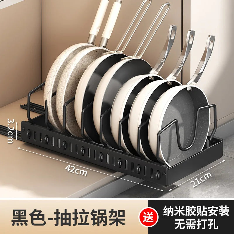 Pull-Out Pot & Pan Organizer with Adjustable Dividers