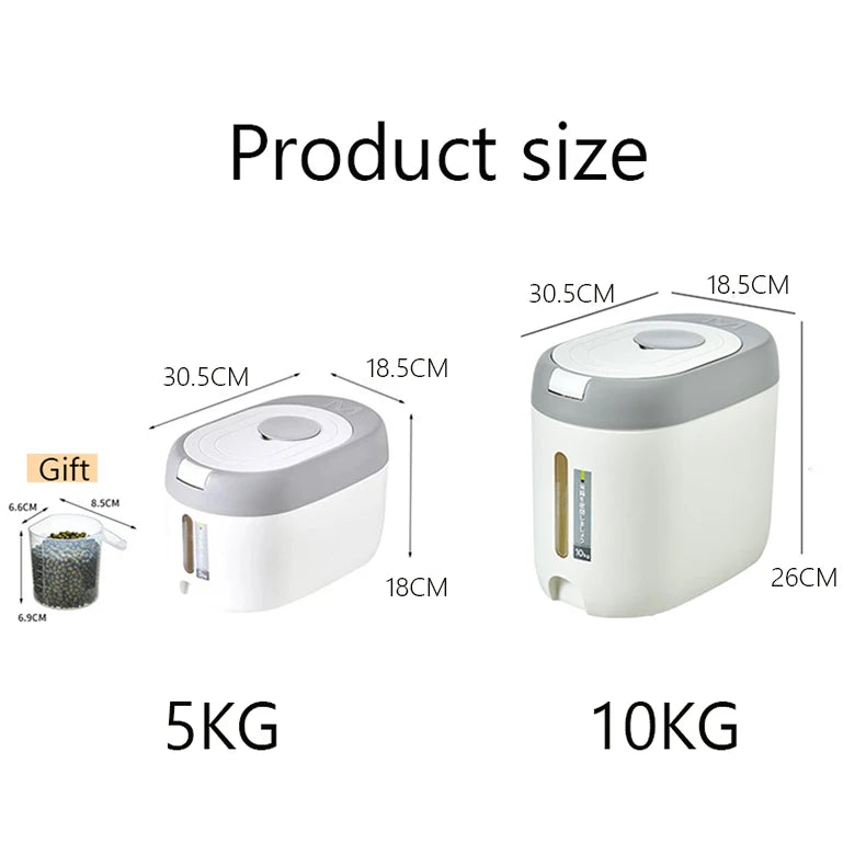 XIAOGUI Dispensador de Arroz de 5KG/10KG Organizador de Cocina y Contenedor de Almacenamiento Caja Doméstica Tarro de Cereal Botes de Cocina Almacenaje Alimentos