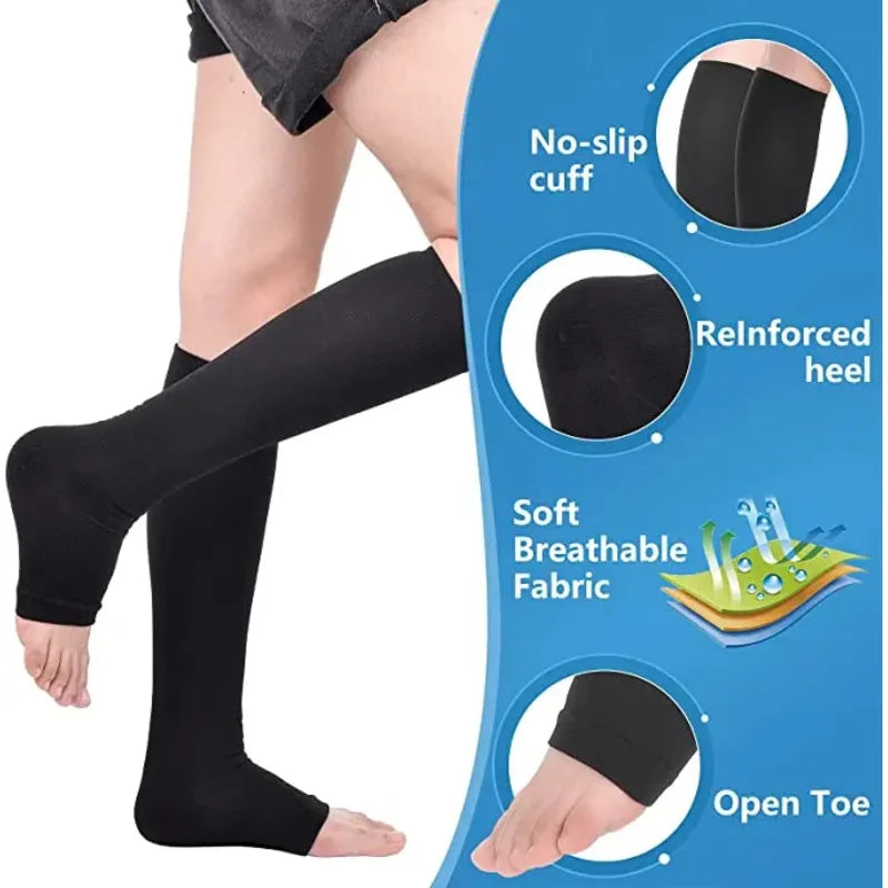 20–30 mmHg Knee High Compression Socks for Women & Men – Graduated Leg Support for Running, Travel, Work & Sports