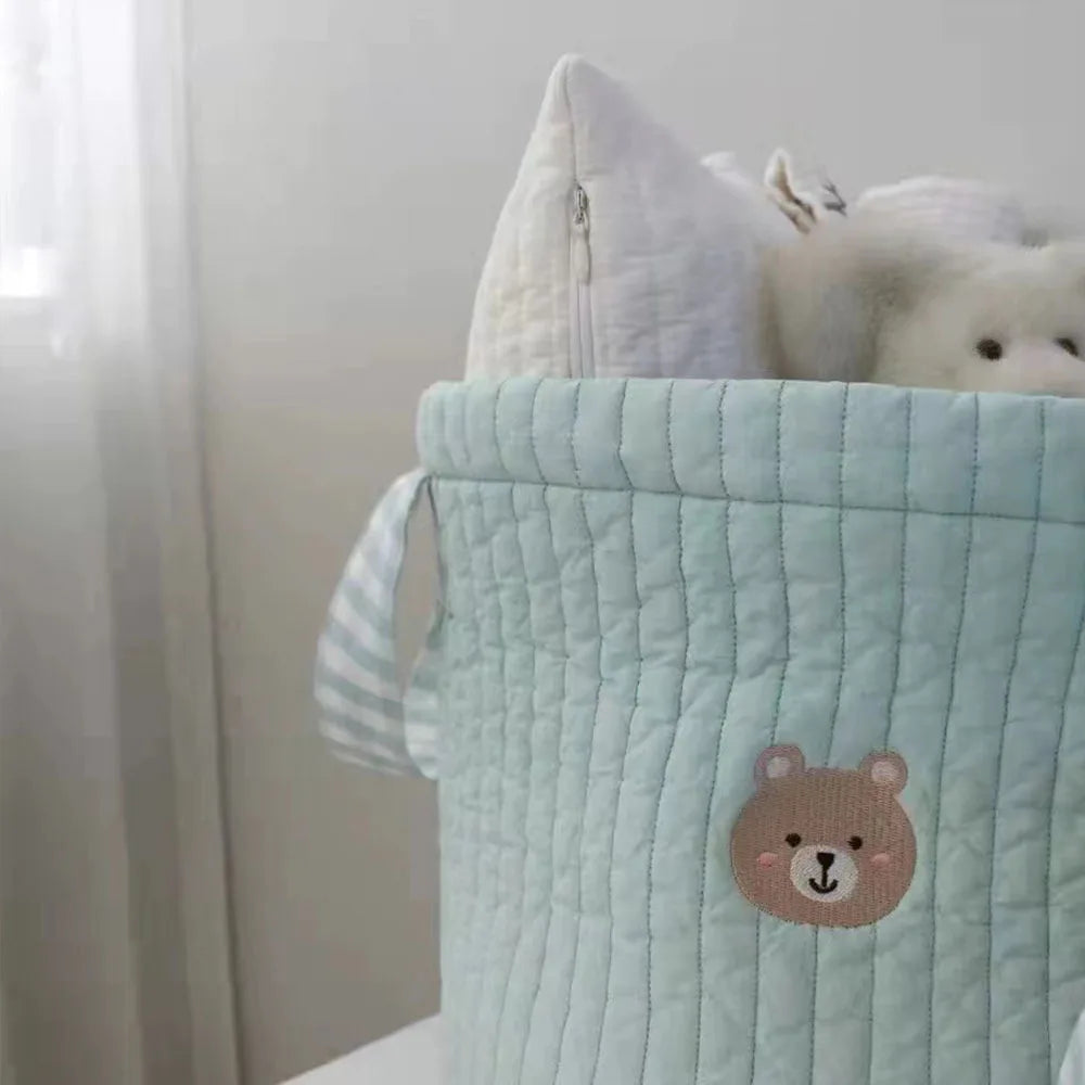 Cesta organizadora de pañales y ropa sucia para bebés, cubo de almacenamiento portátil para juguetes y artículos esenciales infantiles