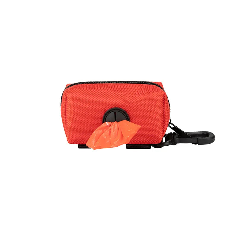Portable Dog Poop Bag Dispenser – Waterproof Leash Attachment Holder with Storage Pocket for Walks & Outdoor Cleanup