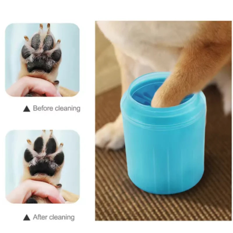 Portable Dog Paw Cleaner – Soft Silicone Foot Washer with Towel Bucket for Mud, Dirt & Outdoor Cleaning
