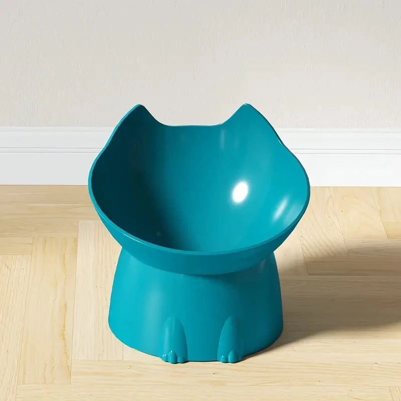 1 unidad de comedero elevado WhiskerWare para gatos, plato de plástico elevado antideslizante con borde inclinado, protección para el cuello para comida de gatitos