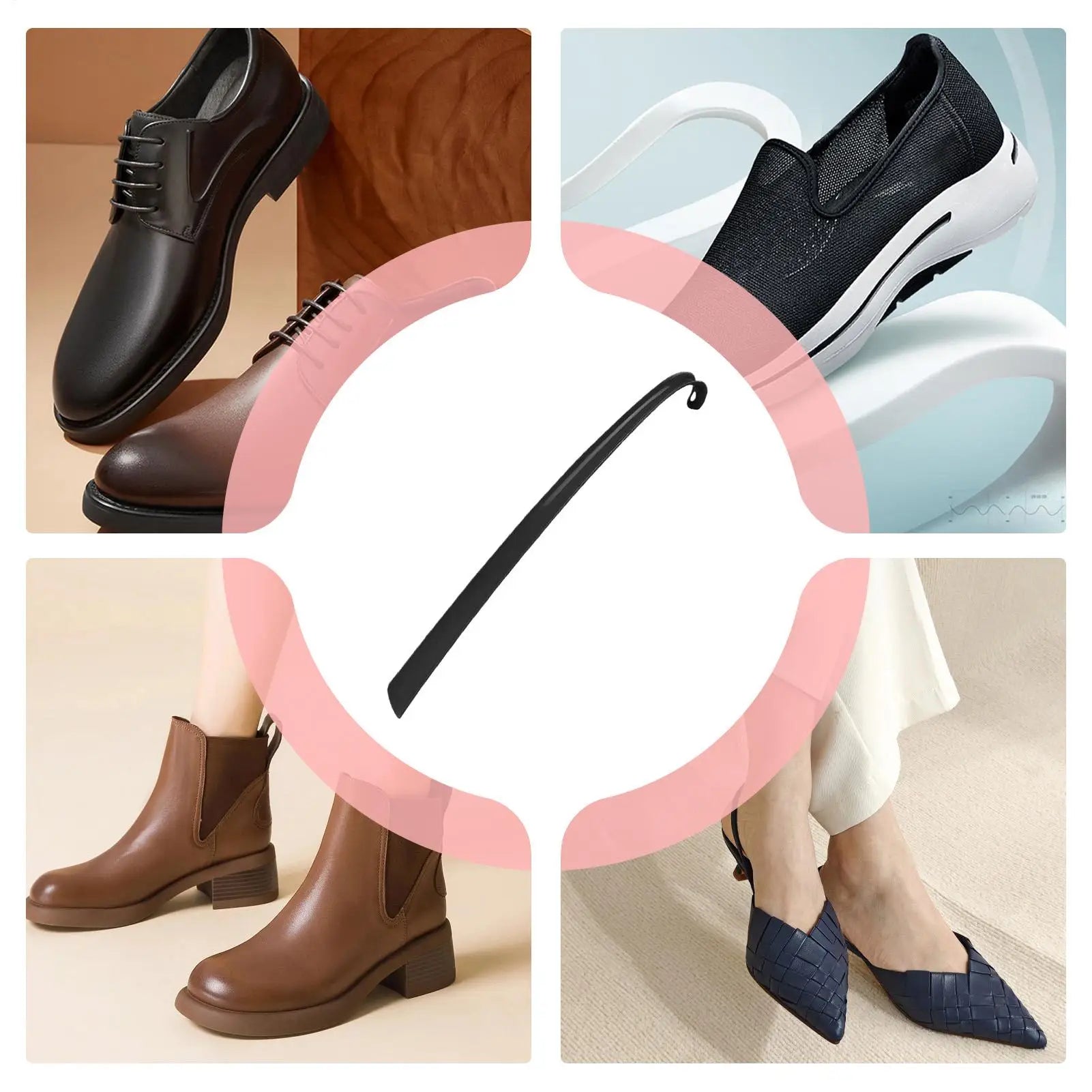 Long Handle Shoe Horn with Grip – 16.7" Easy Shoe Helper for Seniors, Boots, Sneakers & Everyday Footwear