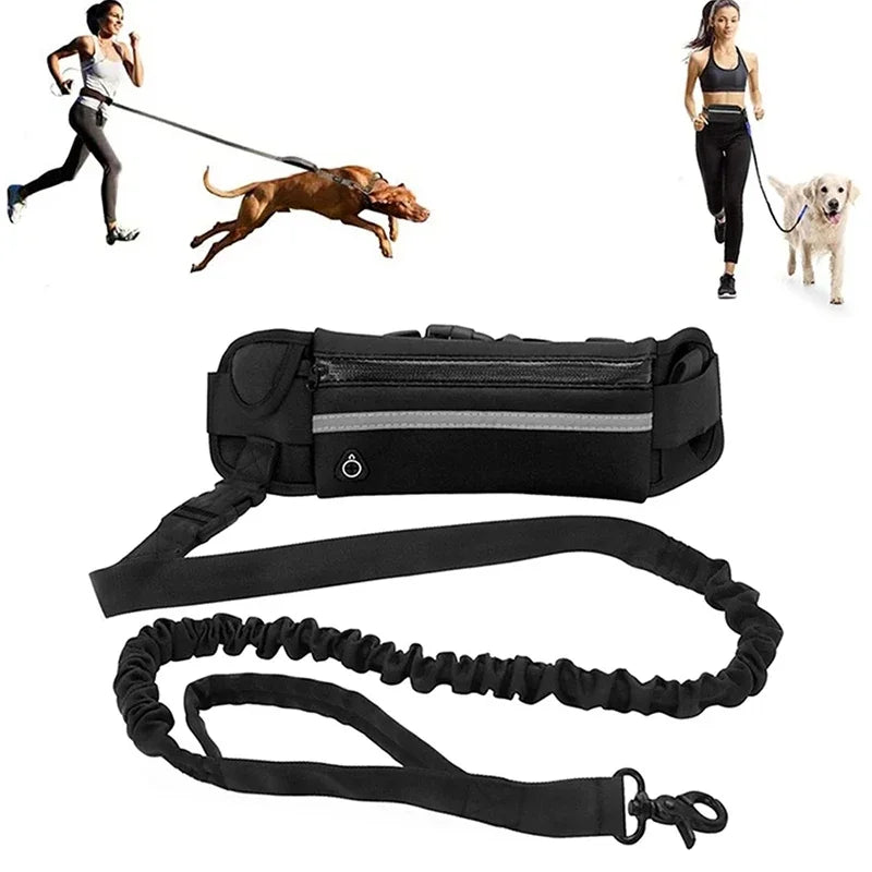 Hands-Free Dog Leash with Waist Bag – Reflective Adjustable Bungee Running Lead for Walking, Jogging & Outdoor Adventures