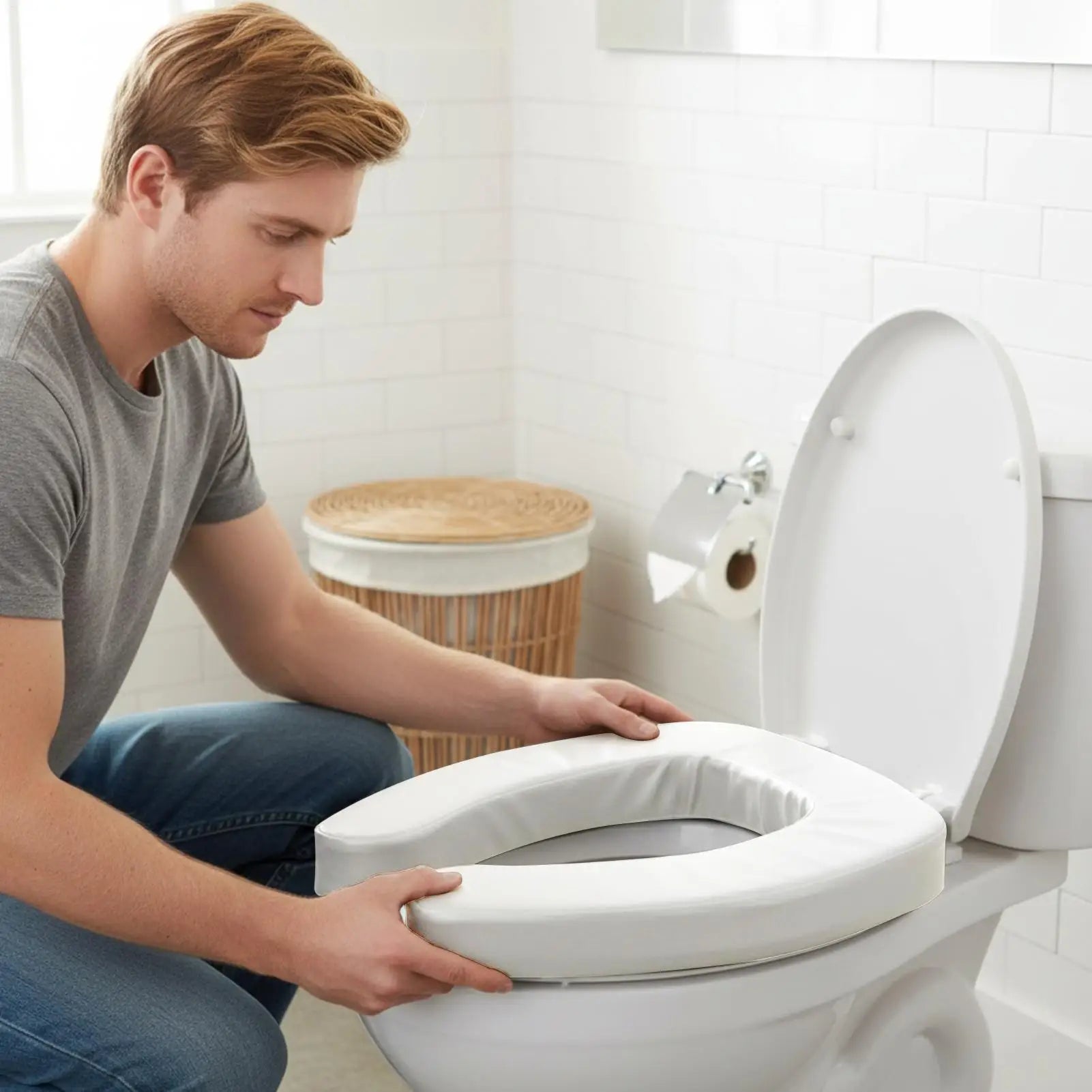 Raised Toilet Seat Cushion – Thick Waterproof U-Shaped Toilet Seat Riser with High-Density Foam for Seniors, Disabled & Post-Surgery Recovery