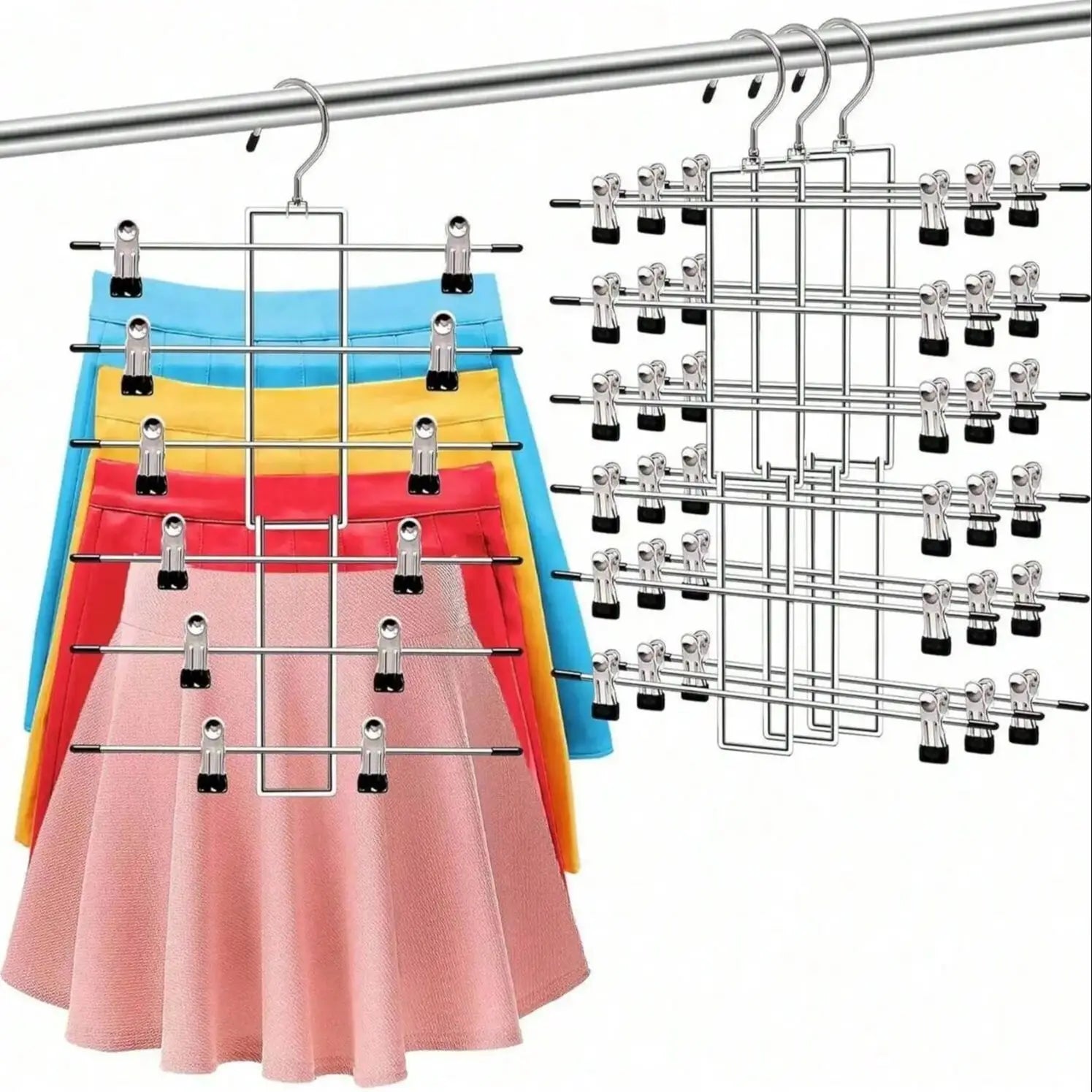 6-Tier Space-Saving Hanger Organizer for Pants, Jeans & Scarves