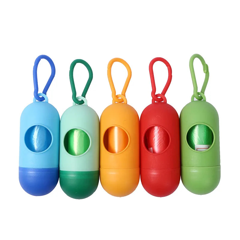 Portable Pet Waste Bag Dispenser – Bullet-Shaped Poop Bag Holder for Dog Walking & Outdoor Cleanup