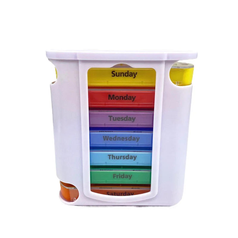 7-Day Weekly Pill Organizer – Portable Daily Medicine Storage Box with Colorful Drawer Design for Home & Travel