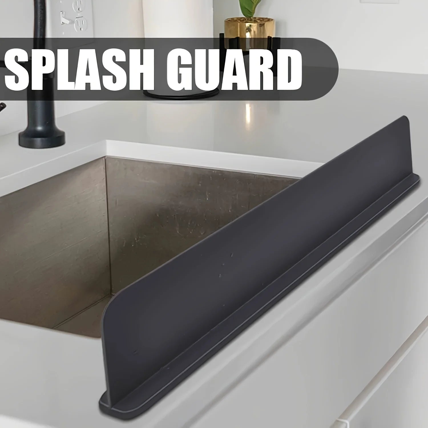 Protector contra salpicaduras de silicona para fregadero con ventosas - Barrera de agua para cocinas, laboratorios y fregaderos