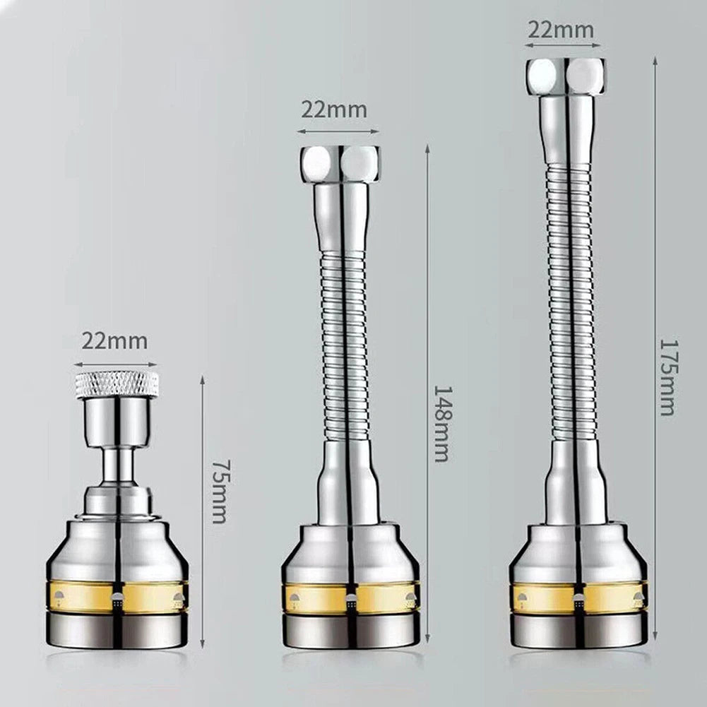 360° Flexible Stainless Steel Faucet Extender with 3 Spray Modes for Kitchen & Bathroom Sink