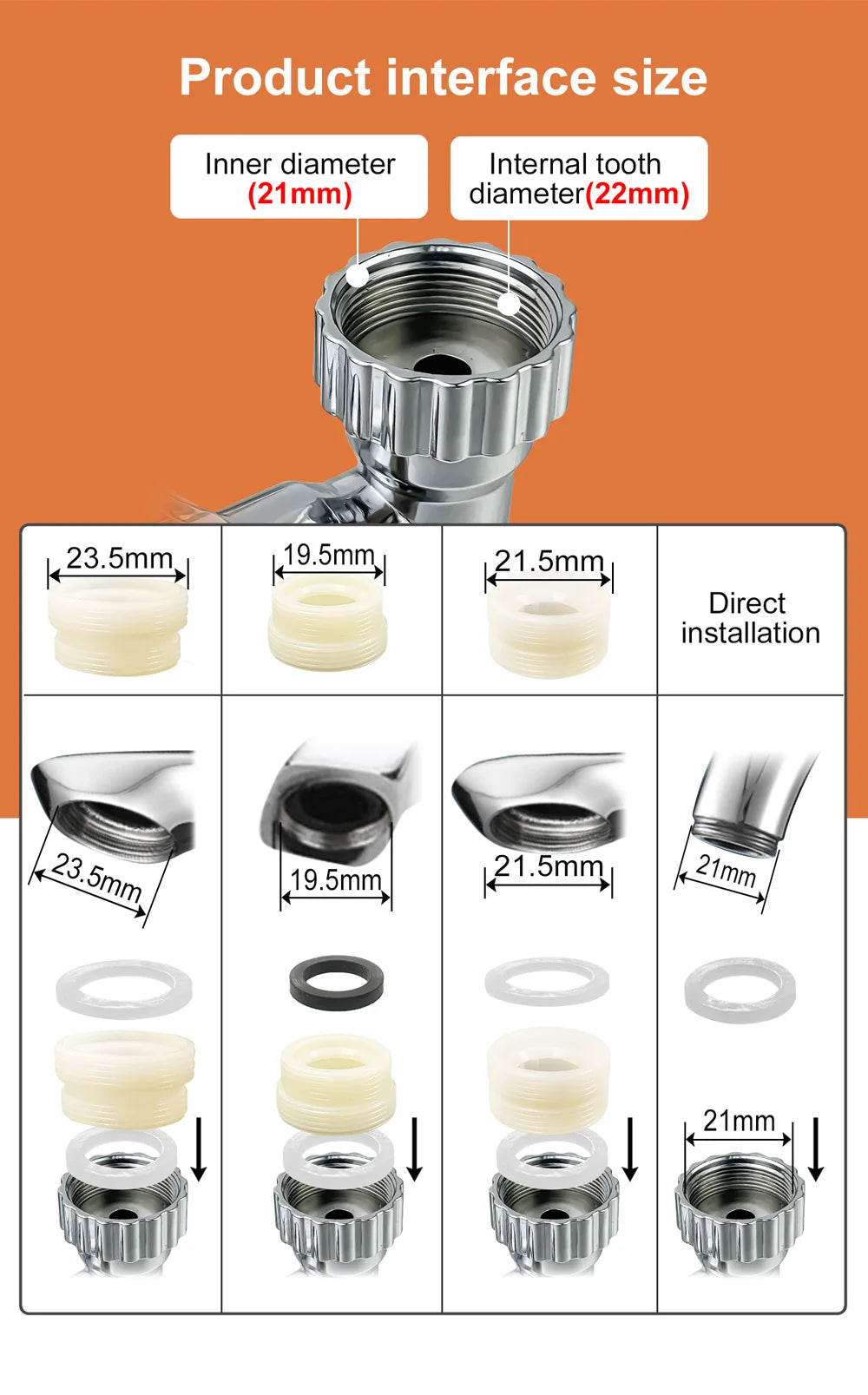Extensor de Grifo Brazo Robótico ABS Modo Dual Simple Boquilla Giratoria Universal de 1080° para Lavabo de Baño