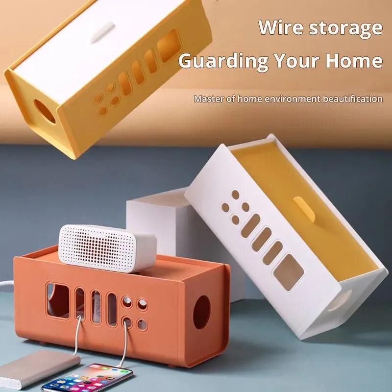 Caja de almacenamiento de cables, regleta multifuncional, gestión de cables, caja de cables, seguridad para el hogar, línea de red, cubo de almacenamiento