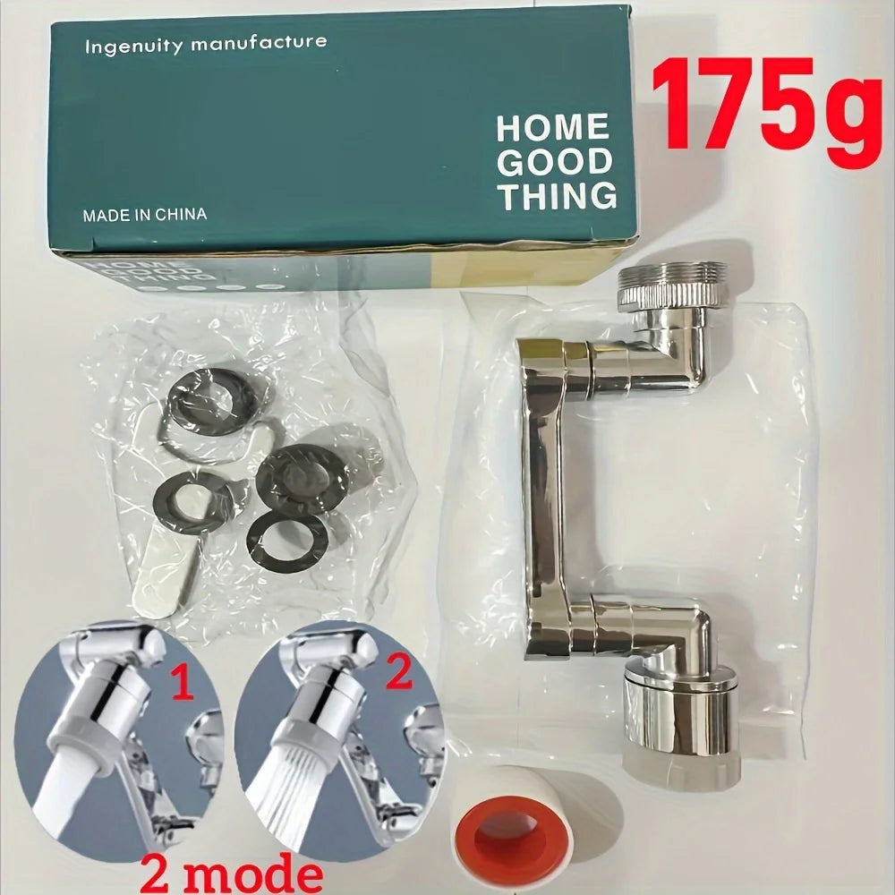 Extensor de grifo de acero inoxidable giratorio 1080°, boquilla pulverizadora para grifo, aireador mezclador de baño universal, 2 modos de pulverización