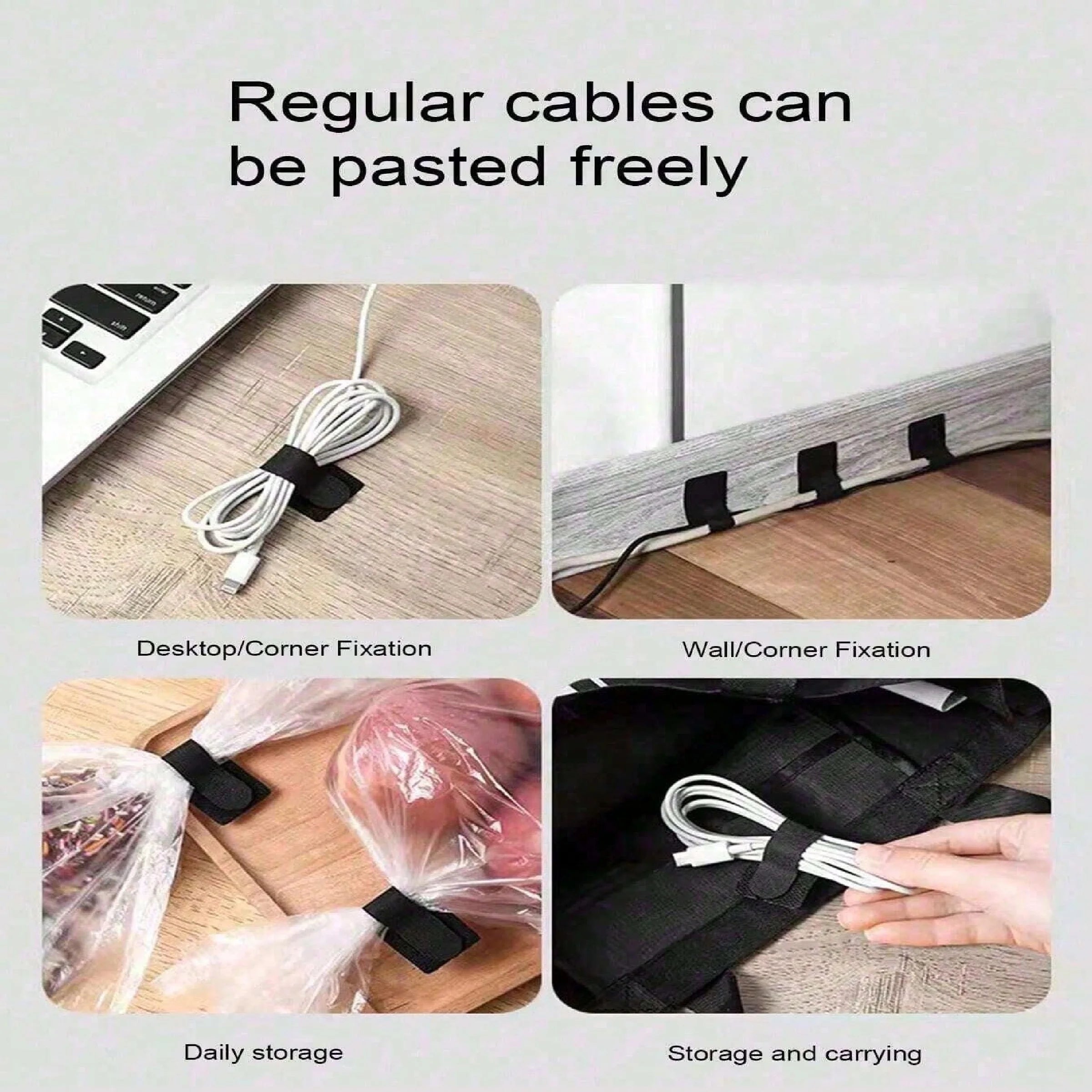 12-Pack Self-Adhesive Cable Clips – Cord Organizer for Home & Office