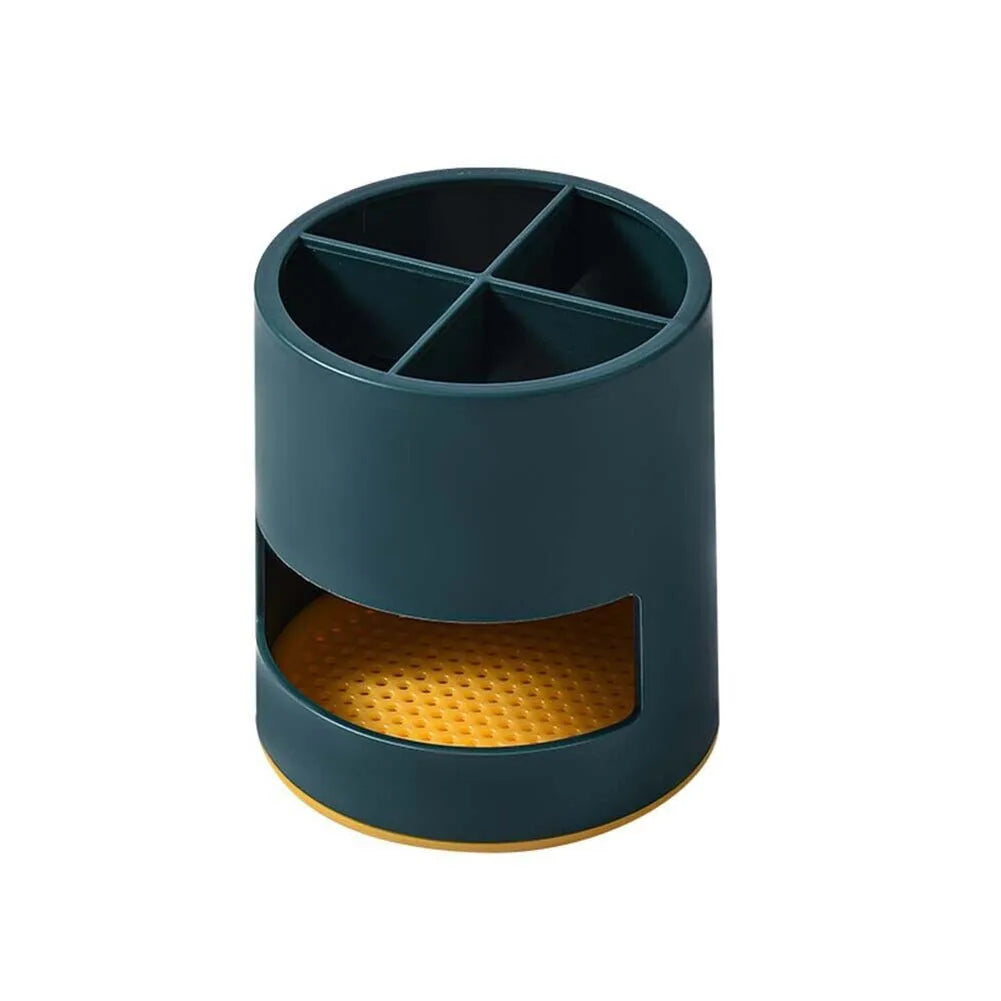 Multi-Purpose Toothbrush Holder with Drain Tray & Storage Organizer
