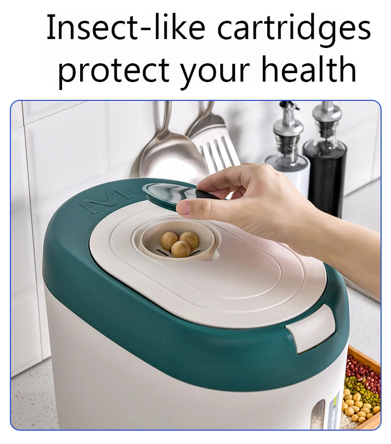 XIAOGUI Dispensador de Arroz de 5KG/10KG Organizador de Cocina y Contenedor de Almacenamiento Caja Doméstica Tarro de Cereal Botes de Cocina Almacenaje Alimentos
