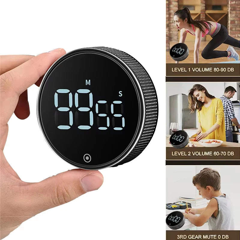Temporizador de cocina magnético, digital, para ducha, estudio, cronómetro, LED, contador, alarma, recordatorio, manual, electrónico, cuenta regresiva