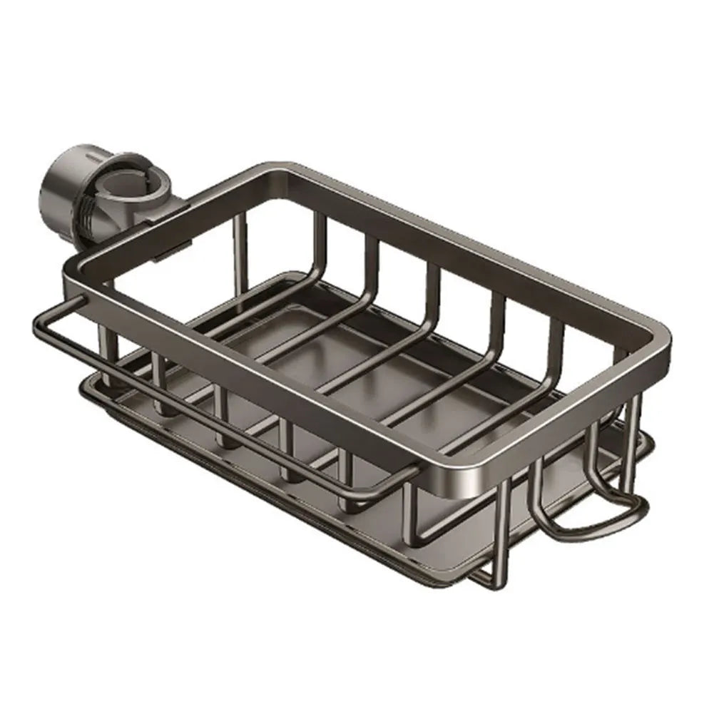 Organizador de grifo para fregadero de cocina, organizador desmontable para fregadero, estante de drenaje para grifo con gancho, funciona con tuberías de agua redondas