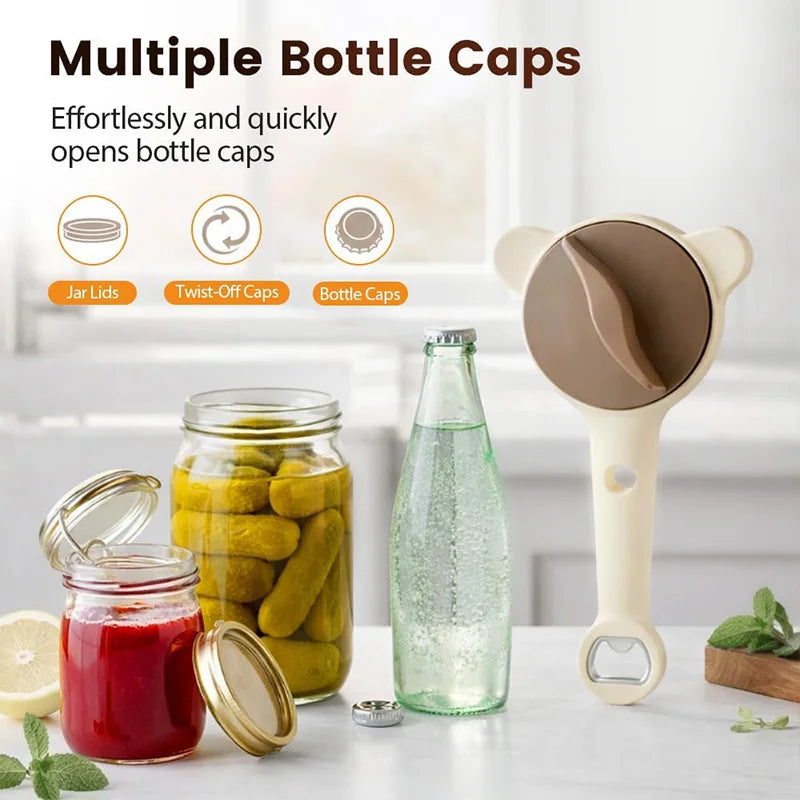 4-in-1 Adjustable Jar Opener with Stainless Steel Grip for Lids, Bottles & Kitchen Use