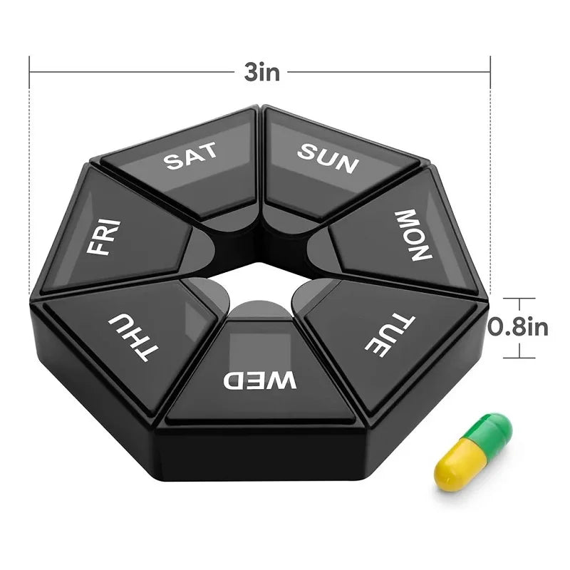 7-Day Weekly Pill Organizer – Portable Travel Medicine Case for Vitamins, Supplements & Daily Medication