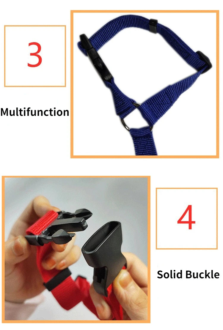 Cinturón de seguridad dos en uno de color sólido para mascotas, correa de nailon, cinturón de seguridad para asiento trasero, arnés ajustable para perros, collar, accesorios para mascotas