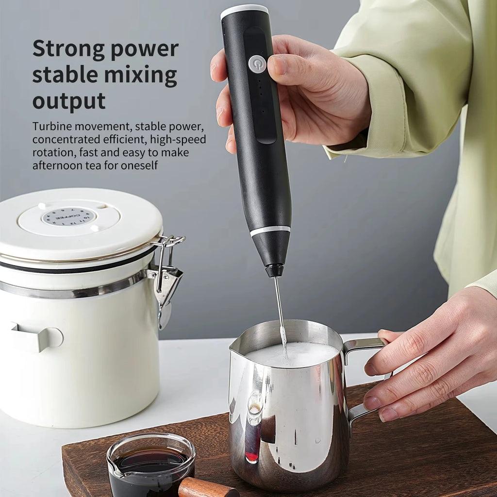 Espumador de Leche Eléctrico, Batidor de Huevos, Mezclador de Café y Leche Portátil Recargable de Doble Varilla de 3 Velocidades, Herramienta de Repostería, Espumador de Crema
