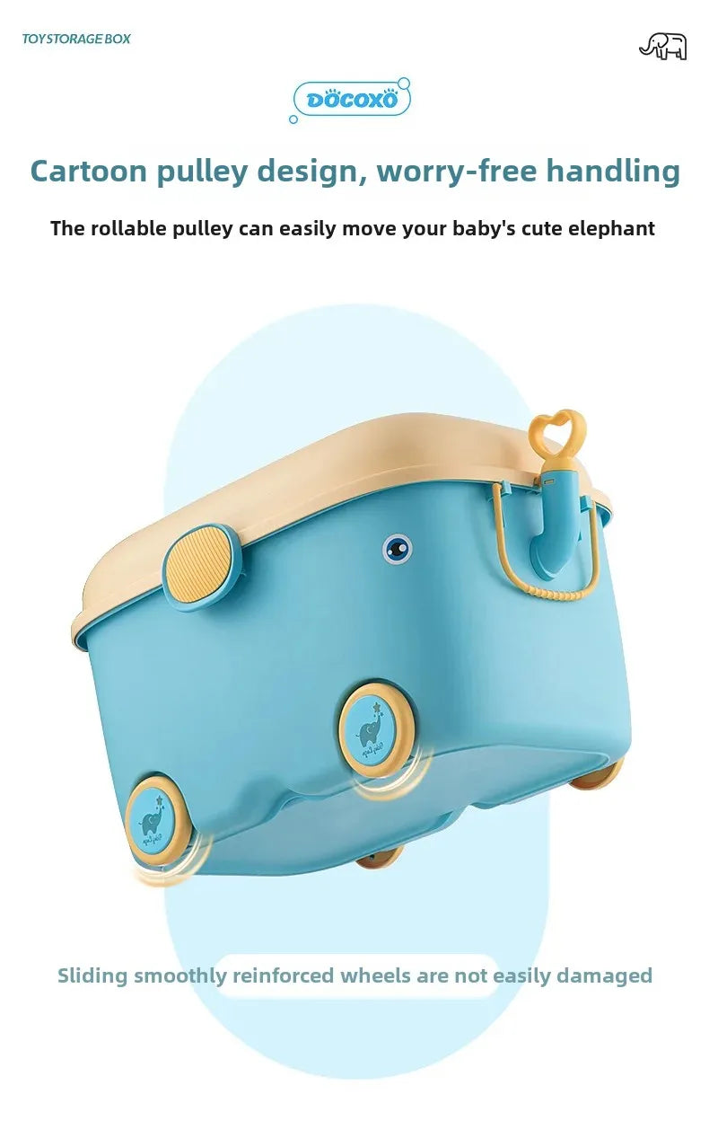 Kids Toy Storage Box with Wheels – Large Dustproof Organizer Bin for Toys, Clothes, Books & Building Blocks