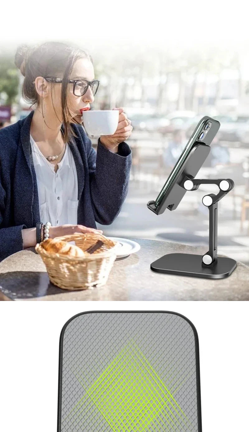 Foldable Adjustable Phone & Tablet Stand – 3-Section Desktop Holder