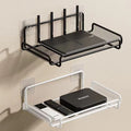 Estante de pared para router de acero inoxidable sin taladros, organizador que ahorra espacio para decodificadores, llaves y objetos pequeños en la sala de estar