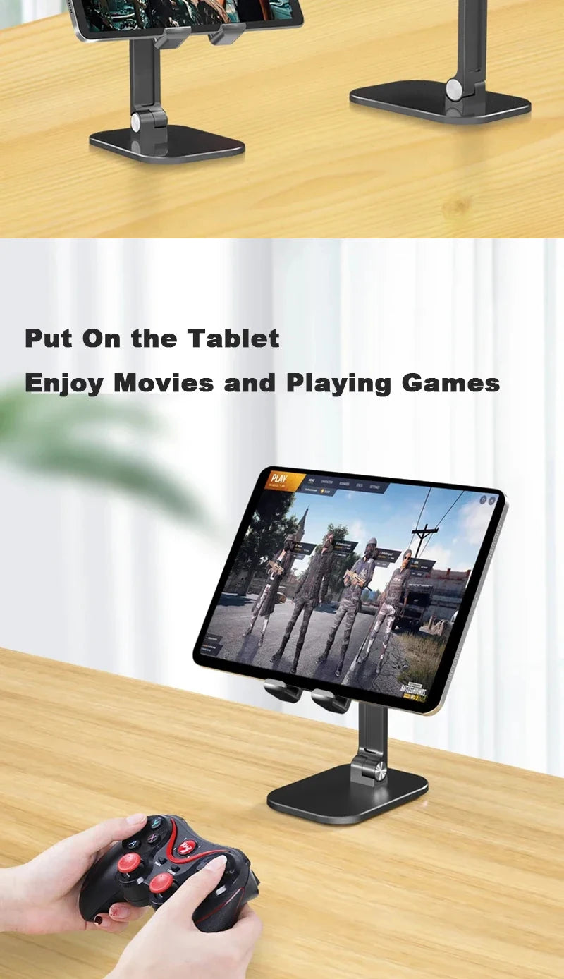 Foldable Adjustable Phone & Tablet Stand – 3-Section Desktop Holder