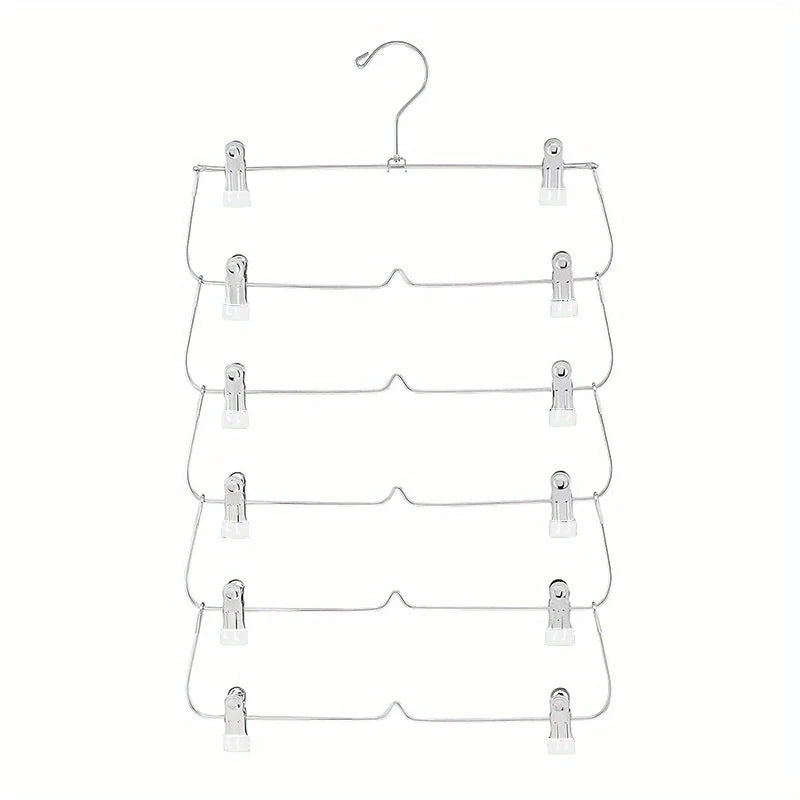 6-Tier Skirt & Pants Hanger with Adjustable Clips