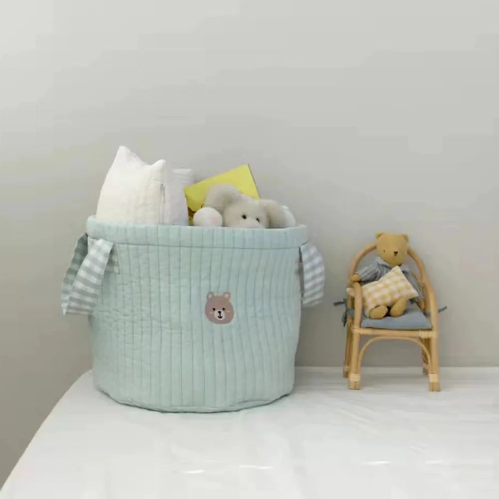 Cesta organizadora de pañales y ropa sucia para bebés, cubo de almacenamiento portátil para juguetes y artículos esenciales infantiles