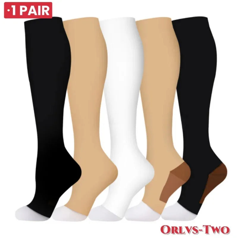 20–30 mmHg Knee High Compression Socks for Women & Men – Graduated Leg Support for Running, Travel, Work & Sports