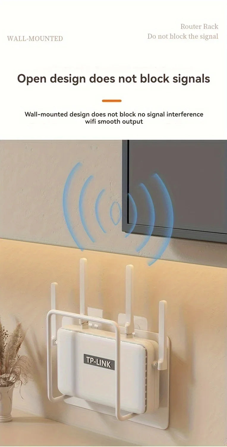 Wall-Mounted Router Shelf – No-Drill Iron Storage Rack for WiFi Router, TV Box & Home Organization