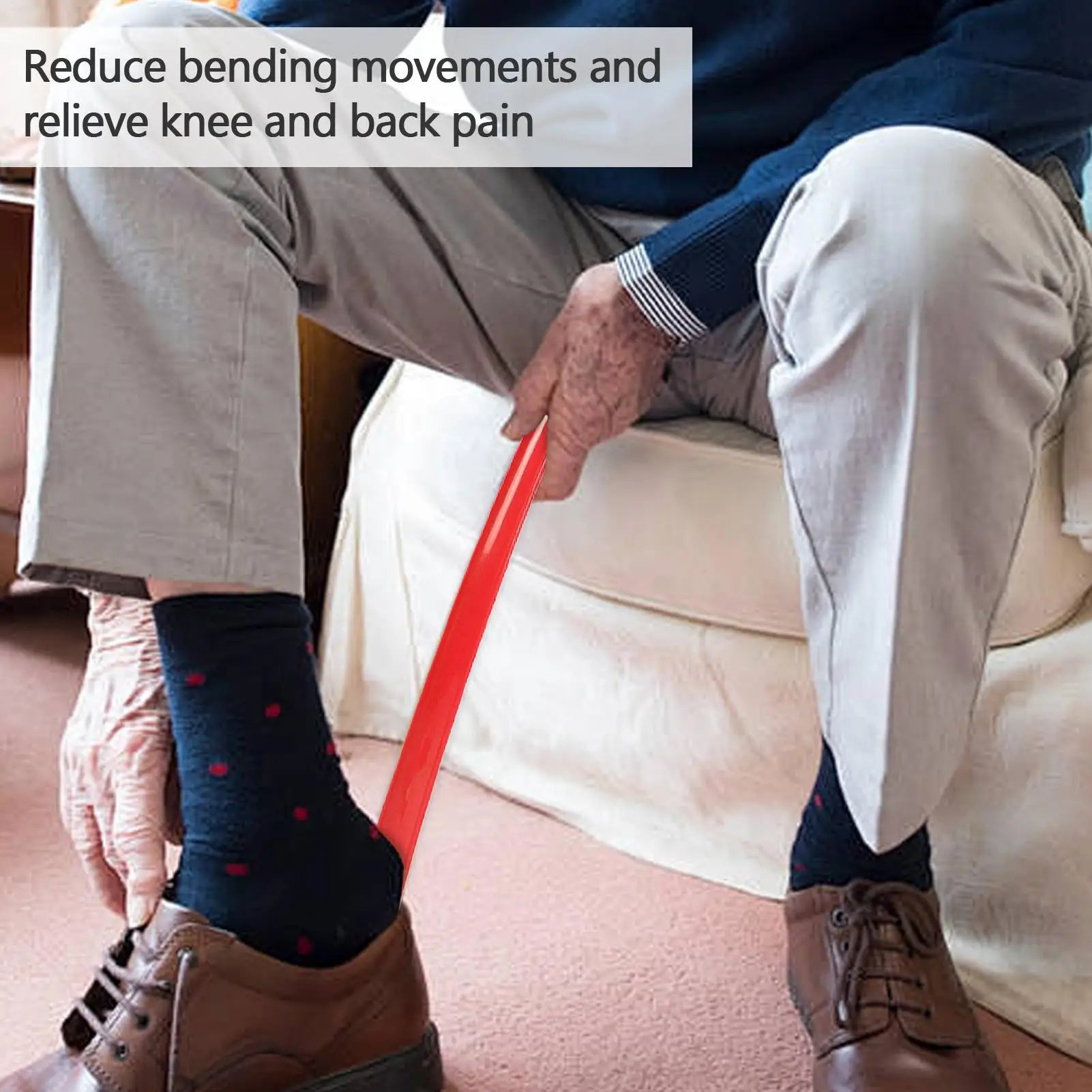 Long Handle Shoe Horn with Grip – 16.7" Easy Shoe Helper for Seniors, Boots, Sneakers & Everyday Footwear