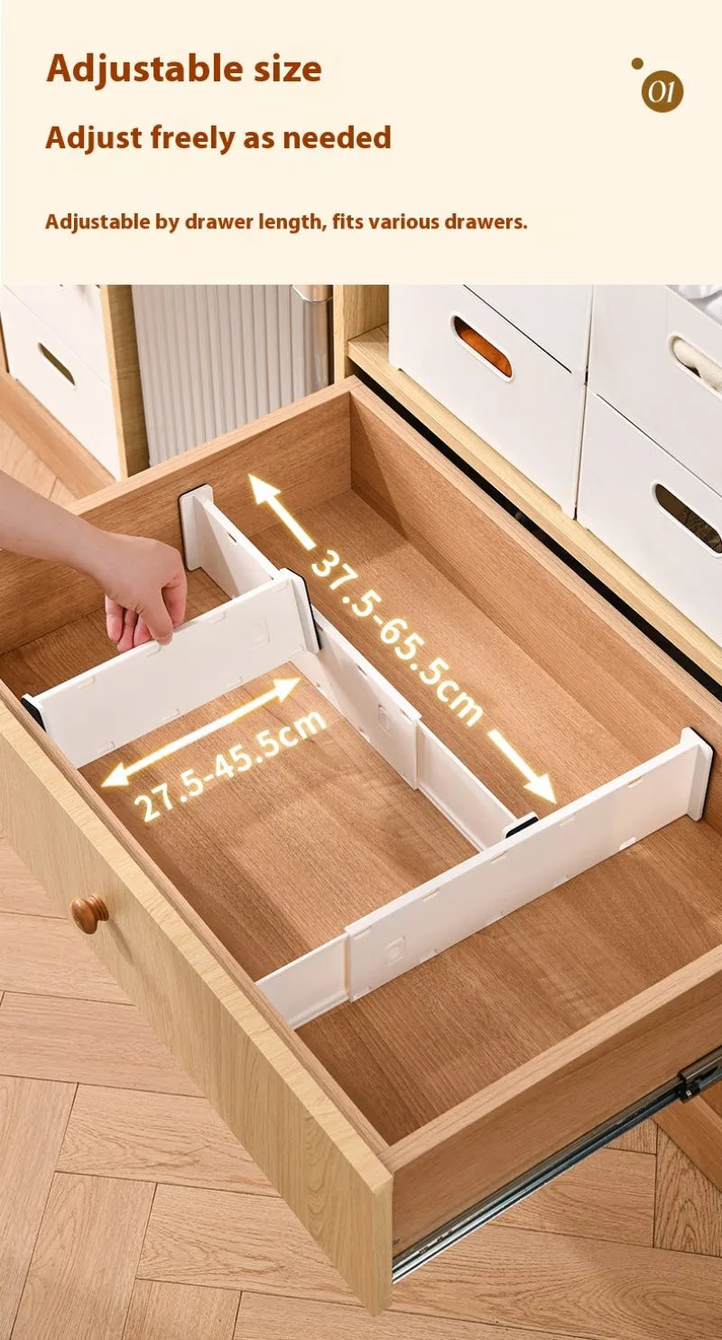 Adjustable Drawer Divider Organizer – Expandable PP Storage Partition for Clothes, Socks, Underwear, Kitchenware & Cosmetics