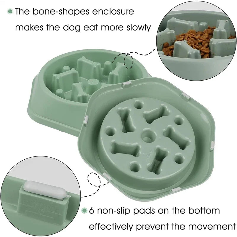 Tazón para perros de alimentación lenta, antiquemaduras, cuenco para comida para cachorros, antideslizante, para mascotas, cuencos para perros de alimentación lenta, comederos de rompecabezas para perros pequeños y medianos