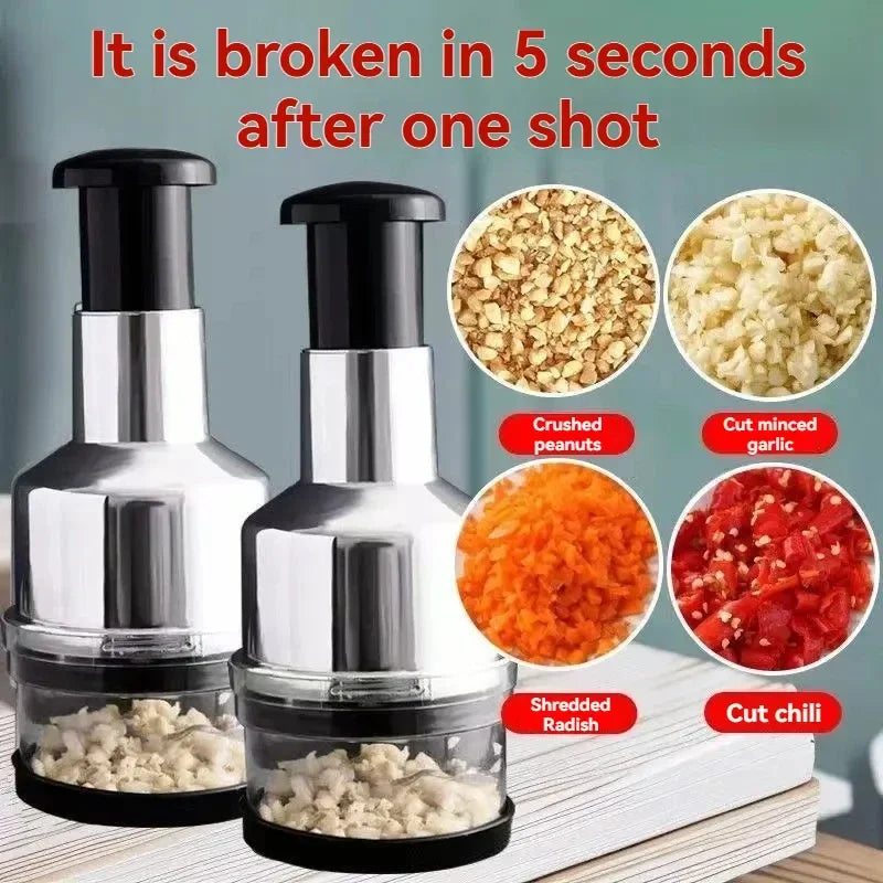 Manual Garlic Press & Mincer – Multi-Function Garlic Crusher & Vegetable Chopper