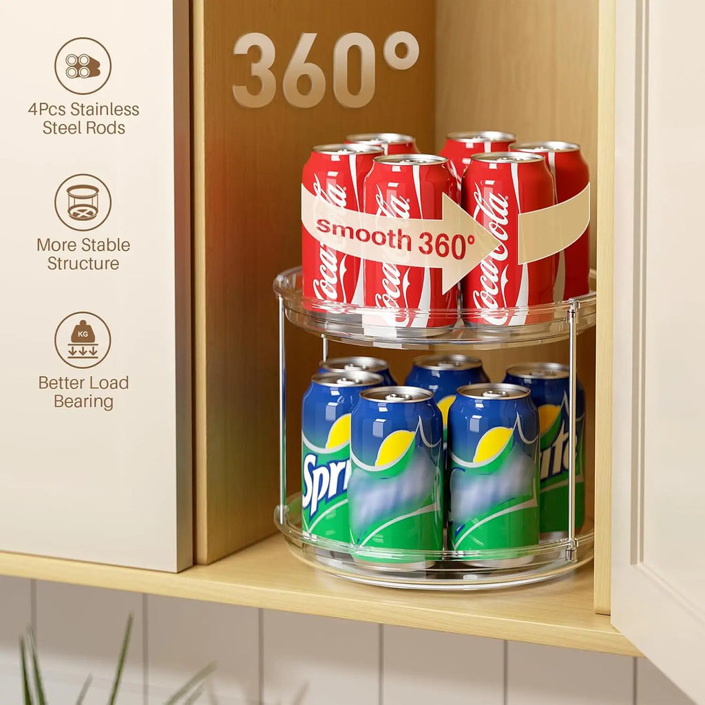 2-Tier 360° Rotating Lazy Susan Organizer for Kitchen, Pantry & Bathroom