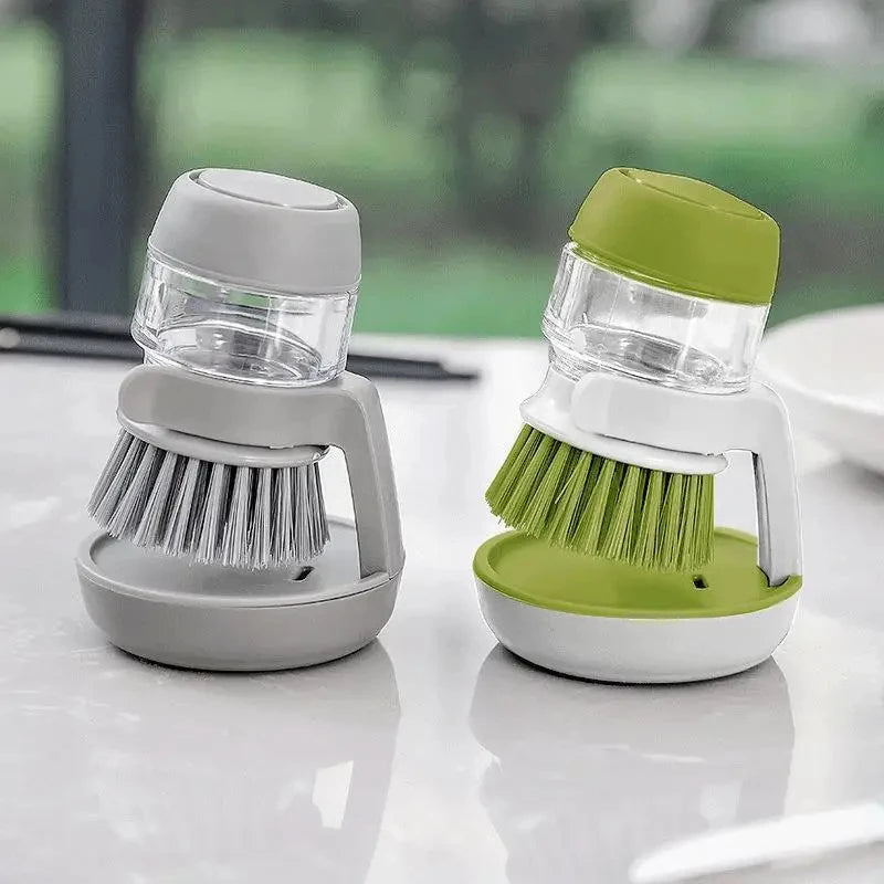 Soap Dispensing Dish Brush with Replaceable Head & Storage Stand