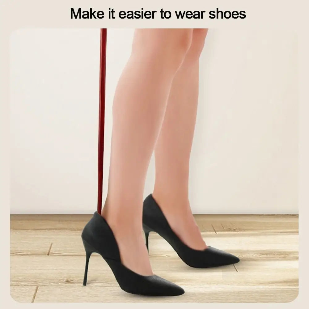 Extra Long Wooden Shoe Horn – Smooth Long Handle Shoehorn for Easy Shoe Wearing, Hanging Design for Seniors, Adults & Travel