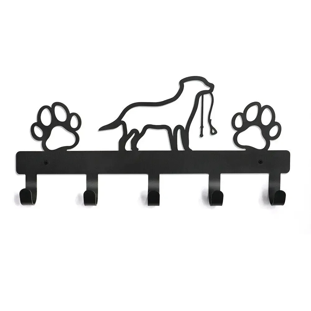 Dog Paw Wall Hook Rack – 5-Hook Metal Organizer for Leashes, Keys, Coats, Towels & Pet Accessories