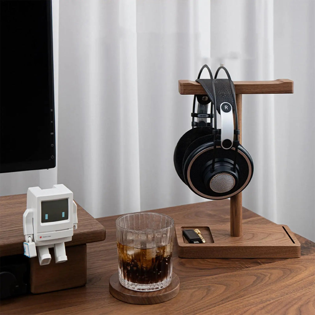 Wooden Headphone Stand Walnut Headphone Rack Rustic Desktop HeElegant Walnut Wood Headphone Stand – Rustic Desktop Organizer for Gaming & Music Headsetsadphone Hanger Universal Headphone Holder for Most Music Game