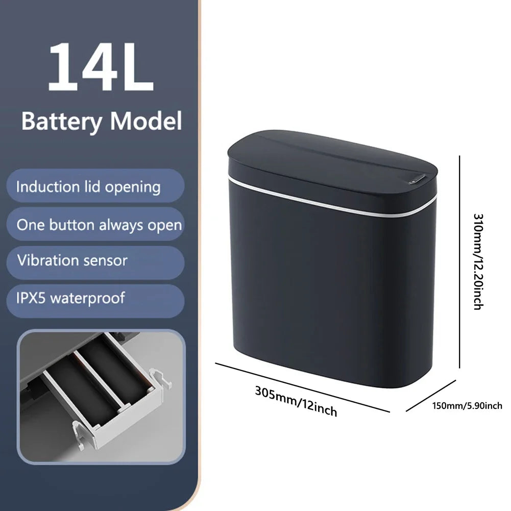 14L Smart Sensor Trash Can with Lid | Touchless Automatic Waste Bin for Kitchen & Bathroom