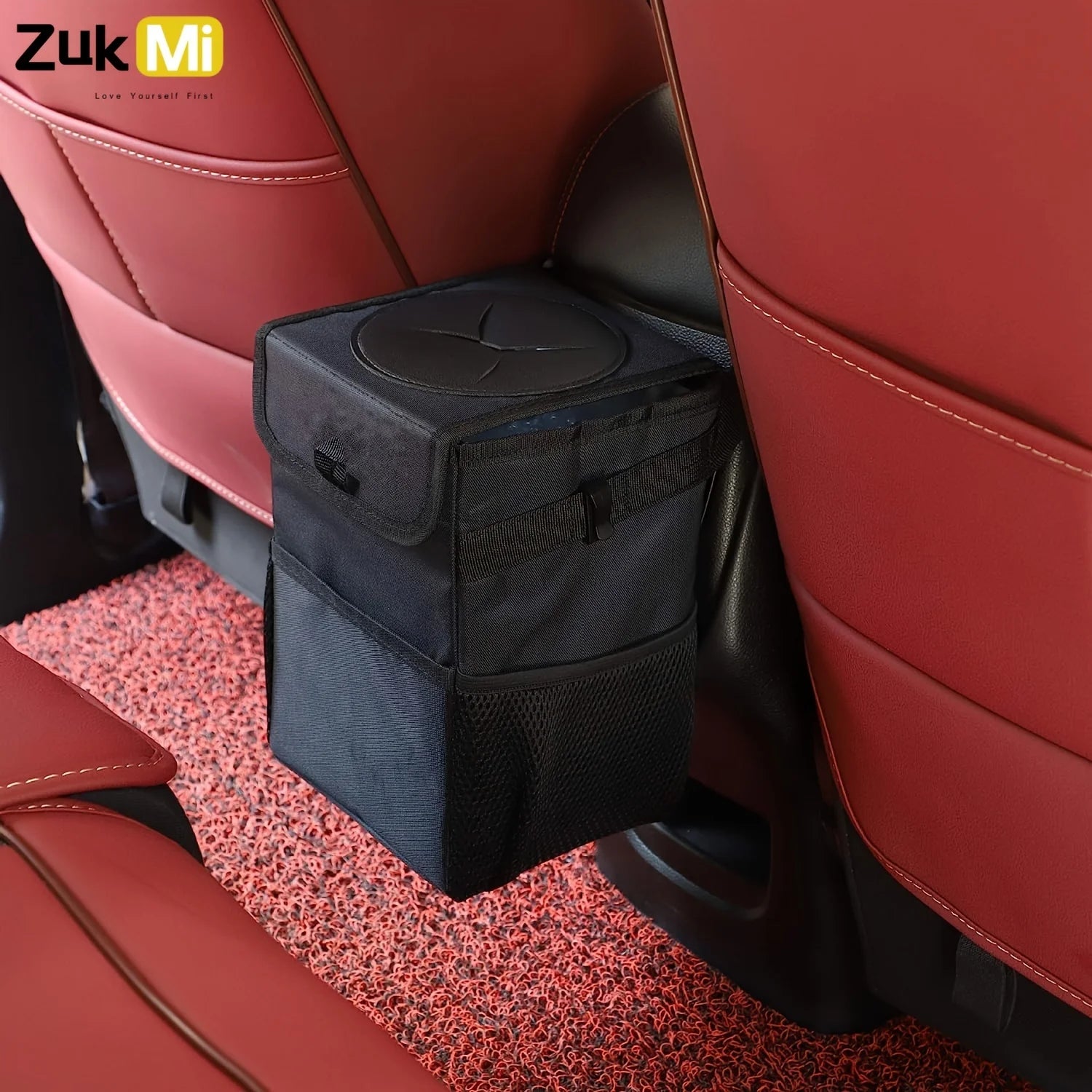 Collapsible Car Trash Can with Lid & Leakproof Oxford Cloth Storage Organizer